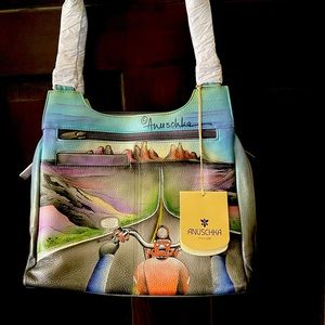 Brand new Anuschka hand painted handbag with tags